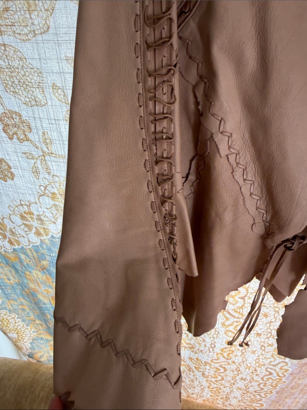 Incredible Roberto Cavalli Taupe nude  buttery Leather lace-up patched Jacket 44 - Picture 5 of 7